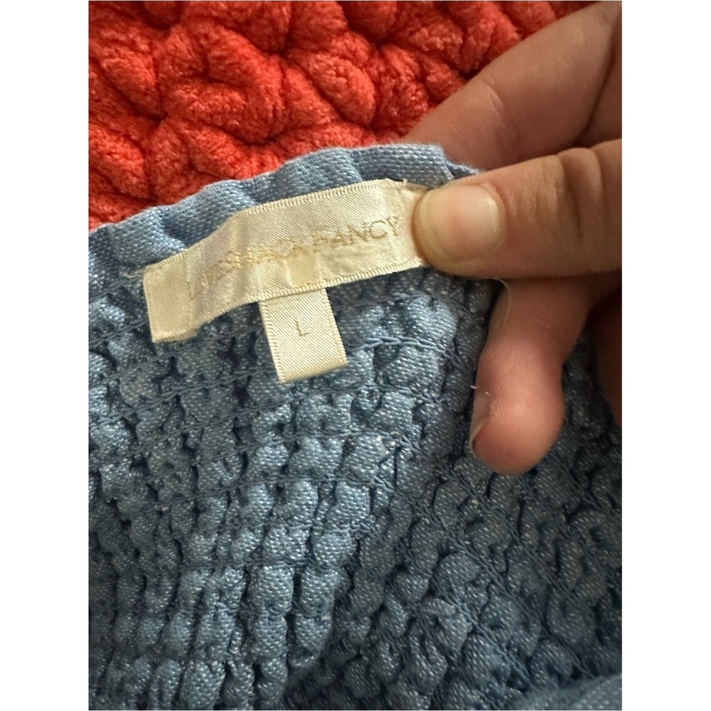 LoveShackFancy Blue Eyelet Ruffle Sleeve Tie Front Crop Top Blouse Large - Picture 7 of 9